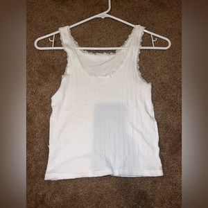 White lace border tank top